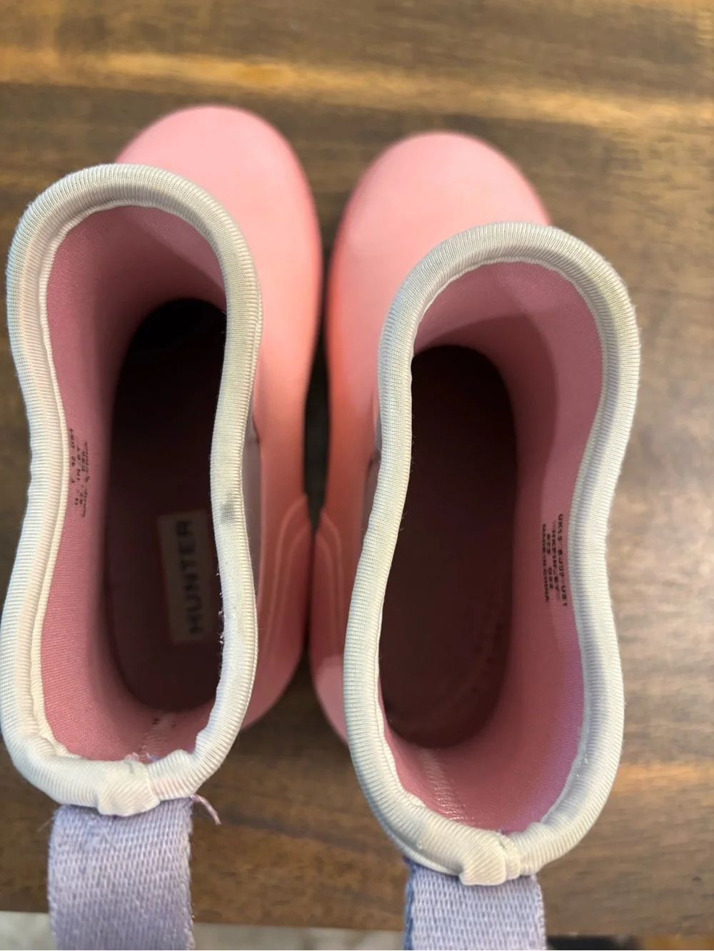 Hunter Kids Size 1 Pink Short Waterproof Rain Boots with Gray Trim